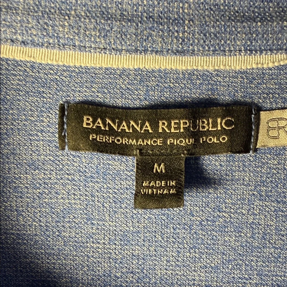 Banana Republic Men's Blue Polo with Tonal Chest Stripes